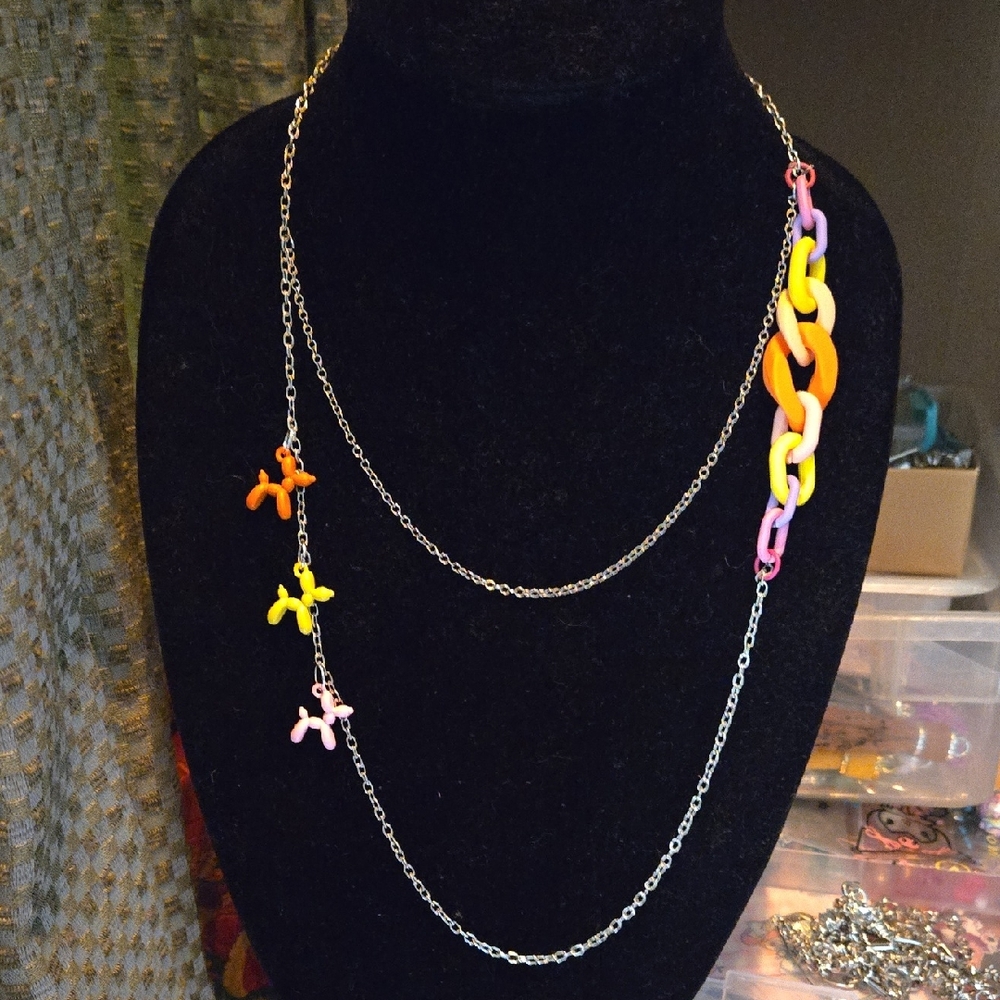 Hand Crafted Multicolor Balloon Dog Necklace